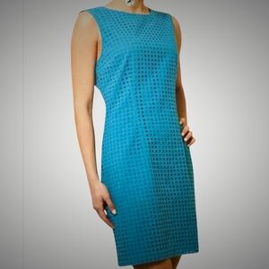 Alfred Sung cotton blue eyelet sleeveless dress - Size 4